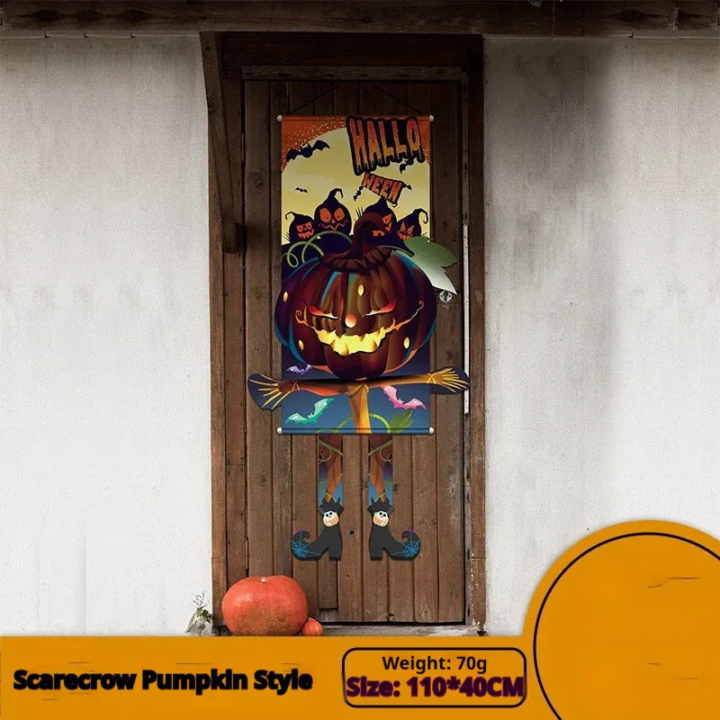Halloween cloth wall painting with pumpkin design measuring 110cm by 40cm