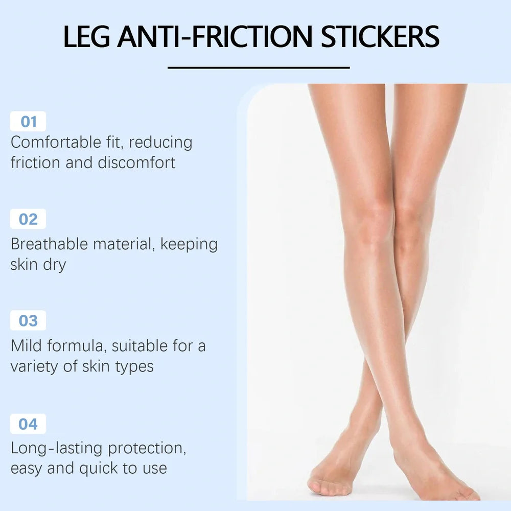 10 leg anti-wear patches measuring 10cm by 5cm with sodium hyaluronate for friction protection