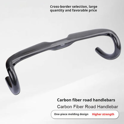 Road bicycle carbon fibre drop handlebar in black, grey, and silver UD finish showing 400mm, 420mm, and 440mm size options.