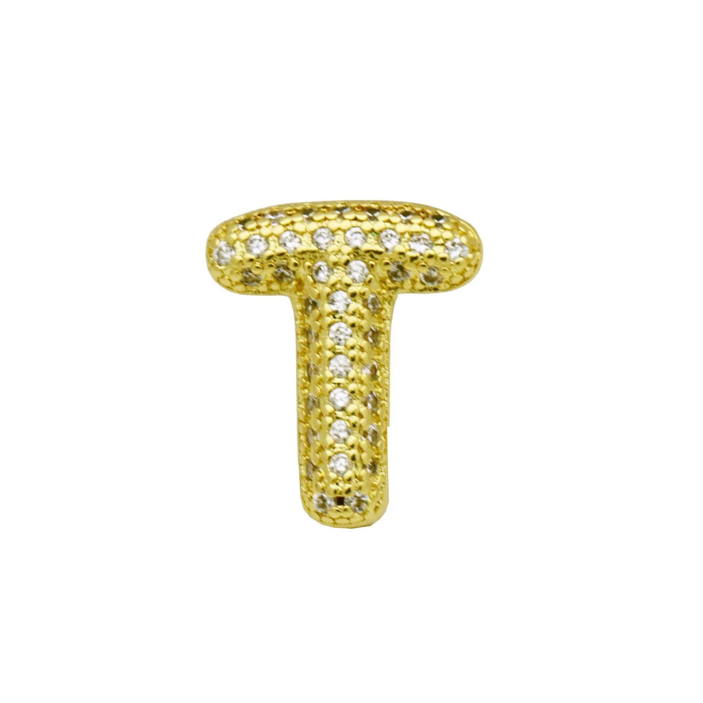 Retro copper bracelet with a letter 'A' charm featuring micro inlaid zircon, shown in a gold finish.
