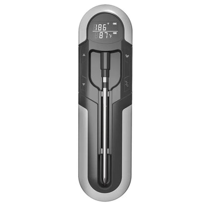 Bluetooth BBQ thermometer in grey, blue or orange, 175 x 49 x 20mm, with app control and magnet design