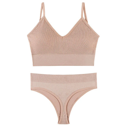 Women's Wireless Push-up Bra Set with French Triangle Cup in various colors and sizes