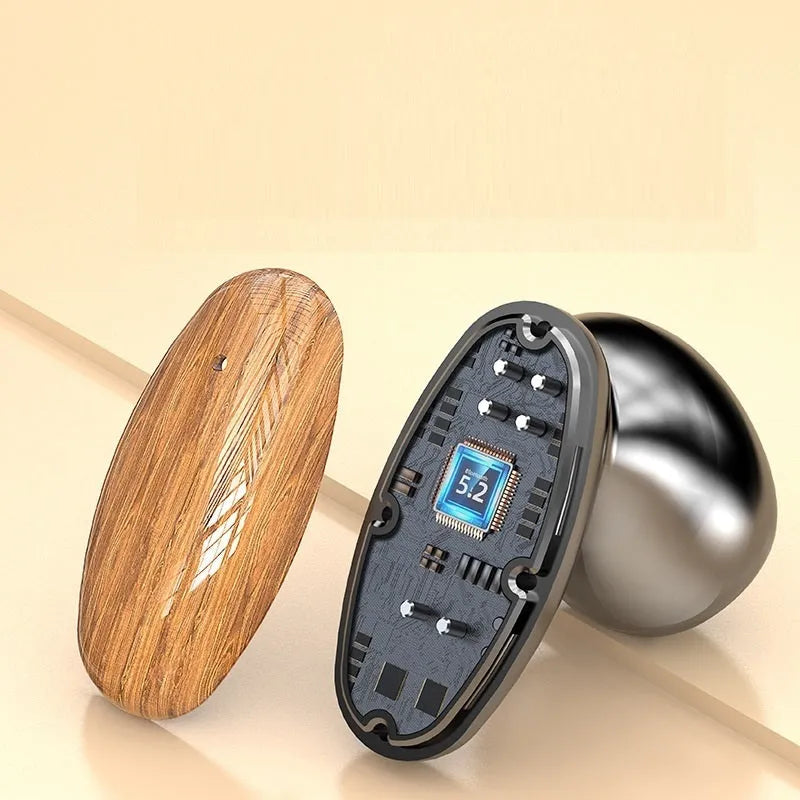 M35 wood grain finish TWS Bluetooth wireless headset with charging case