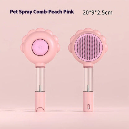 Self-Cleaning Pet Grooming Brush with Spray - Gentle Deshedding Tool for Cats and Dogs