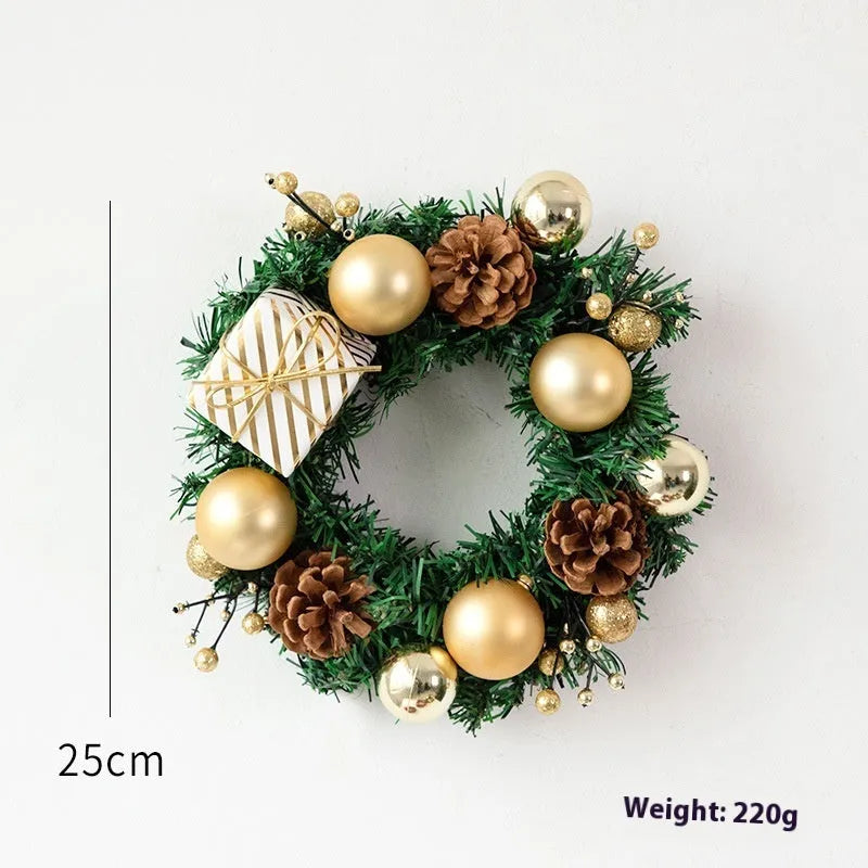 PVC Christmas wreath ring decoration in golden or red colour with rattan-inspired design