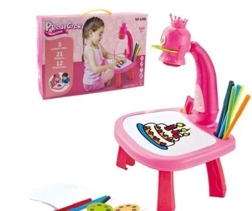 Children's magnetic drawing board with music and projection features in blue and pink