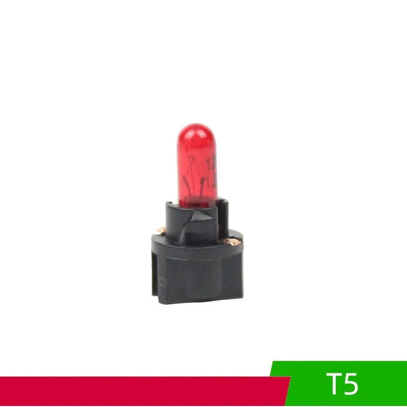 T5 car bubble meter indicator light in quartz glass showing six colour options for dashboard illumination