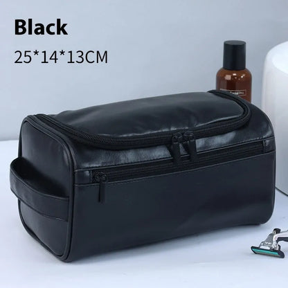Large capacity waterproof cosmetic bag in PU leather or Oxford cloth with retro styling