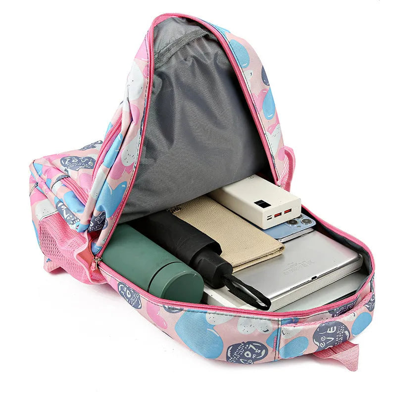 Blue student backpack with air pillow shoulder straps and Oxford cloth exterior