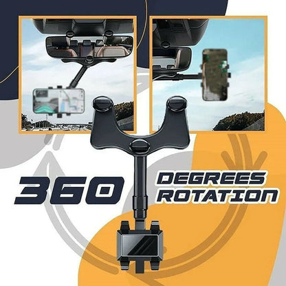 Car rearview mirror swivel navigation bracket in black, made from temperature-resistant ABS with nano-PU glue