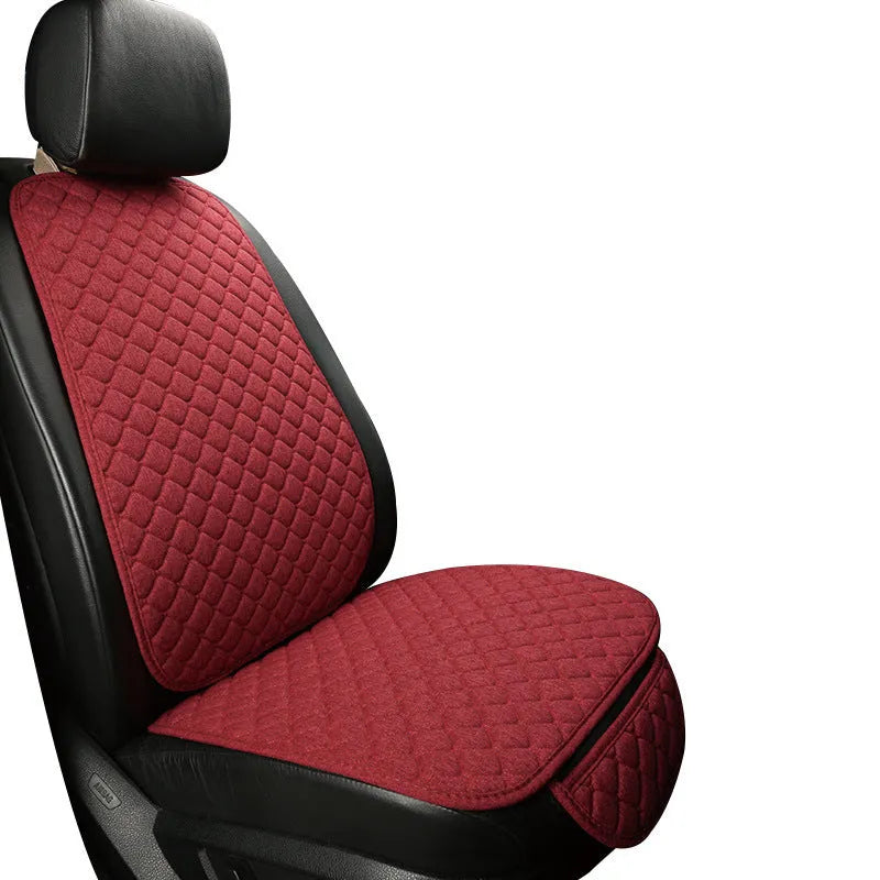 Linen car seat cushion with back support in various colour options including warm cream, coffee and Lafite red