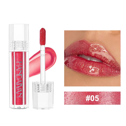 Set of six pearlescent lip lacquer tubes in shades 01 to 06, 1.8ml each.
