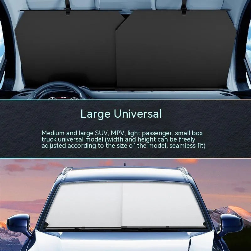 Automatic retractable car sunshade for front windshield thermal insulation in Oxford cloth material