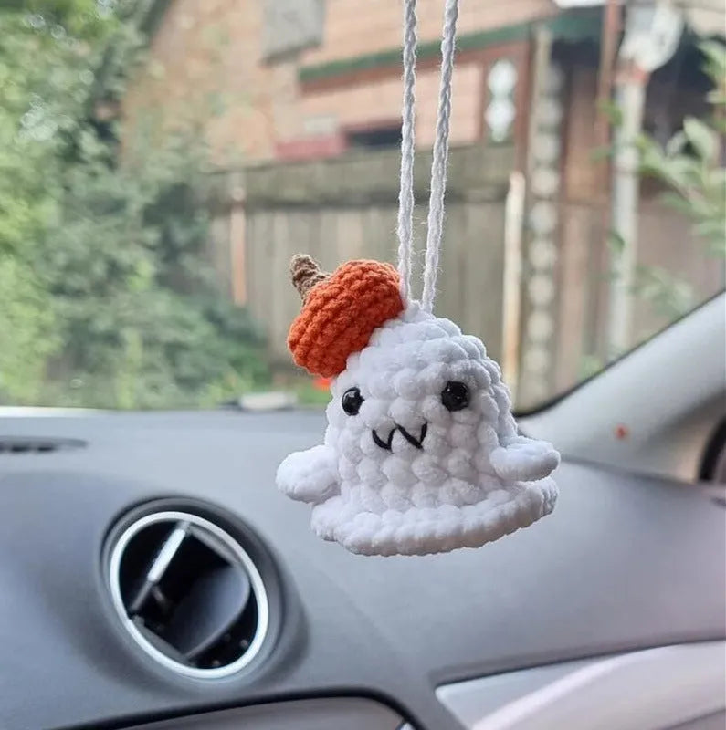 Plush hand-woven car hanging ornament with Halloween cartoon character design