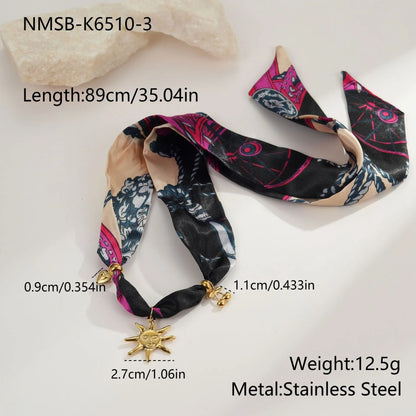Stainless steel geometric sun pendant necklace on adjustable 41-50cm chain, autumn winter scarf series