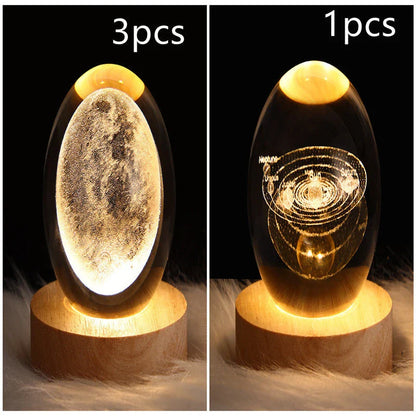 Enchanting galaxy crystal ball night light with 3D pattern, creating a mesmerizing celestial display for bedroom decor