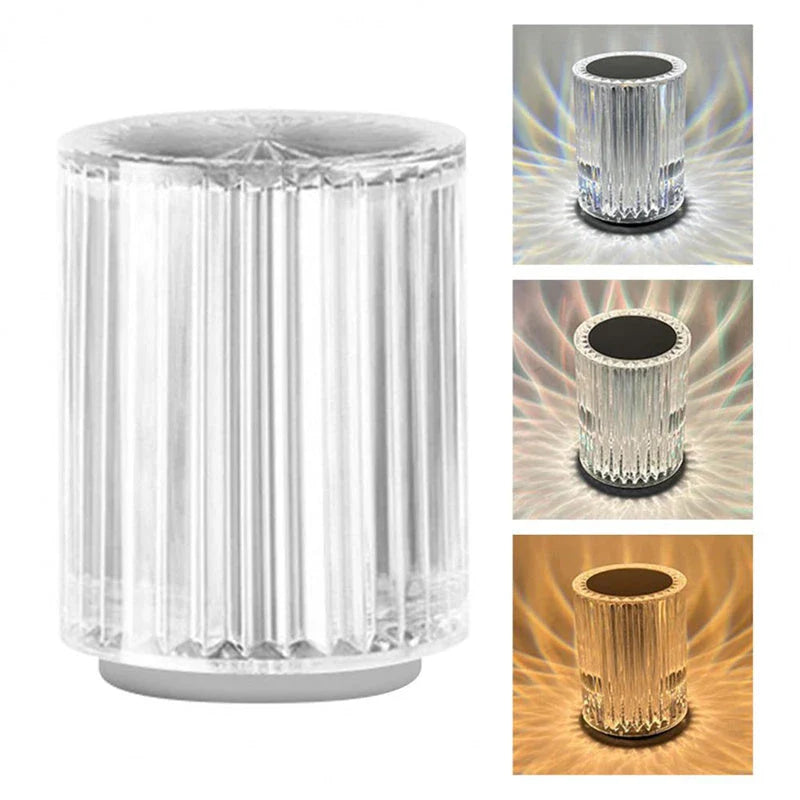 Stylish LED desk lamp with faux crystal design and customizable RGB lighting for home decor