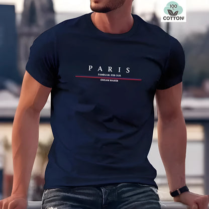 Men's heavyweight pure cotton short-sleeved T-shirt with a printed letter design in a loose fit.