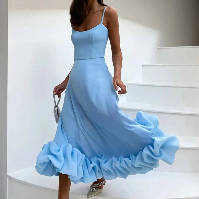 Elegant chiffon skirt with three-dimensional floral design, available in a range of classic UK colours