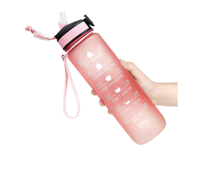 1000ml gradient plastic sports water bottle in blue-green, 29.5cm height, food grade with secure lid for hydration