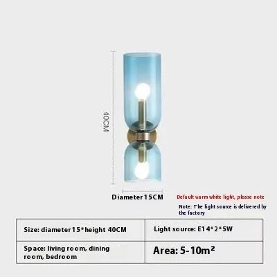 Nordic glass wall lamp for living room background wall, 110V-220V, in white, blue or smoky grey