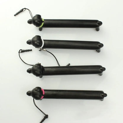 Black dog-shaped touch screen stylus with conductive body and phone stand function