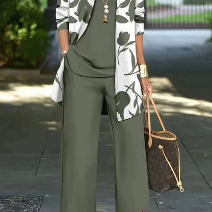 Women's three-piece casual suit with coat, vest, and trousers in Japanese-Korean style