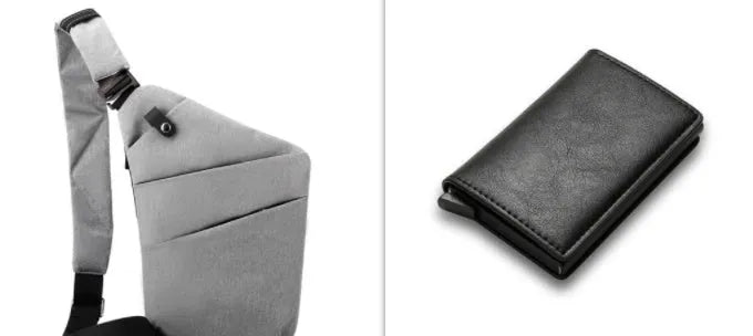 Canvas chest bag 31x20x1cm, 190g, one-shoulder crossbody with anti-radiation fabric inside, smoke black or silver grey