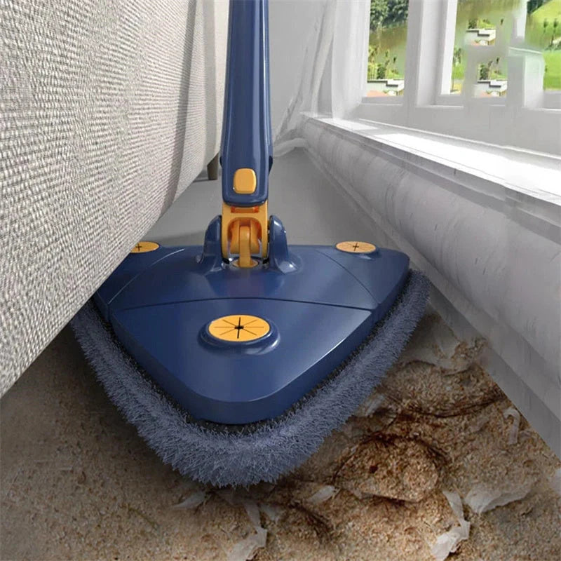 Extendable Triangle Mop with 360° rotatable head for deep cleaning floors, walls, and ceilings
