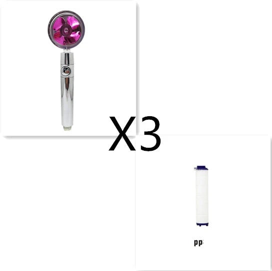 360° Rotating Shower Head with Built-In Fan - Premium ABS Plastic Construction, Water-Saving High-Pressure Spray