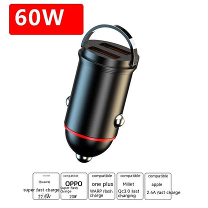 Black 200W car charger with zinc alloy housing and USB port for vehicle charging