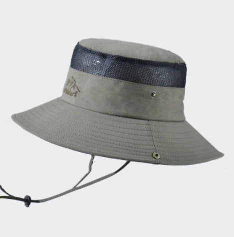 Breathable mesh bucket hat with 9cm brim for outdoor sun protection