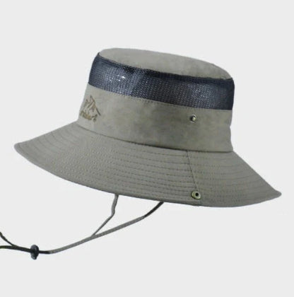 Breathable mesh bucket hat with 9cm brim for outdoor sun protection