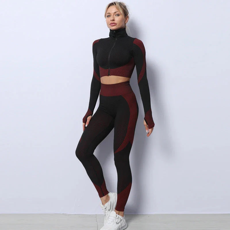 Premium seamless yoga and fitness set for women in vibrant colors