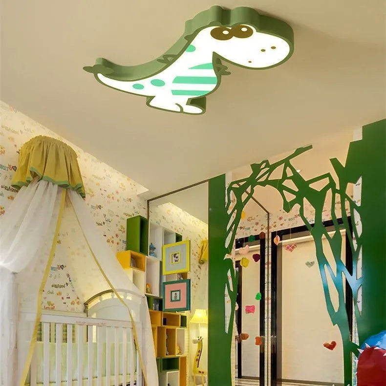 Cartoon dinosaur design ceiling light with aluminium body and PVC shade, 48cm diameter
