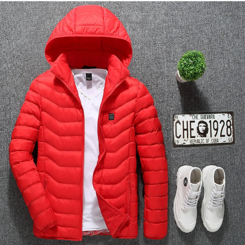 Cozy and stylish electric heated winter jacket with USB charging and adjustable temperature settings