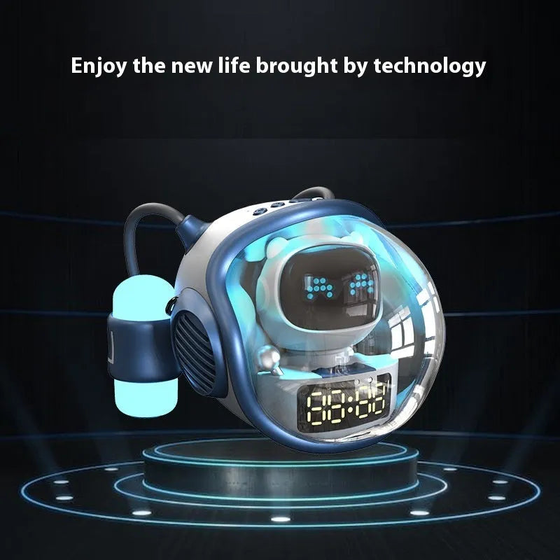 M60 Spaceship Bluetooth Speaker with AI Voice Conversation Rhythm Ambience Light Subwoofer 60Hz-15KHz Lithium Battery Card Insertion Alarm Clock Desktop Fitness Outdoor Karaoke White or Pink