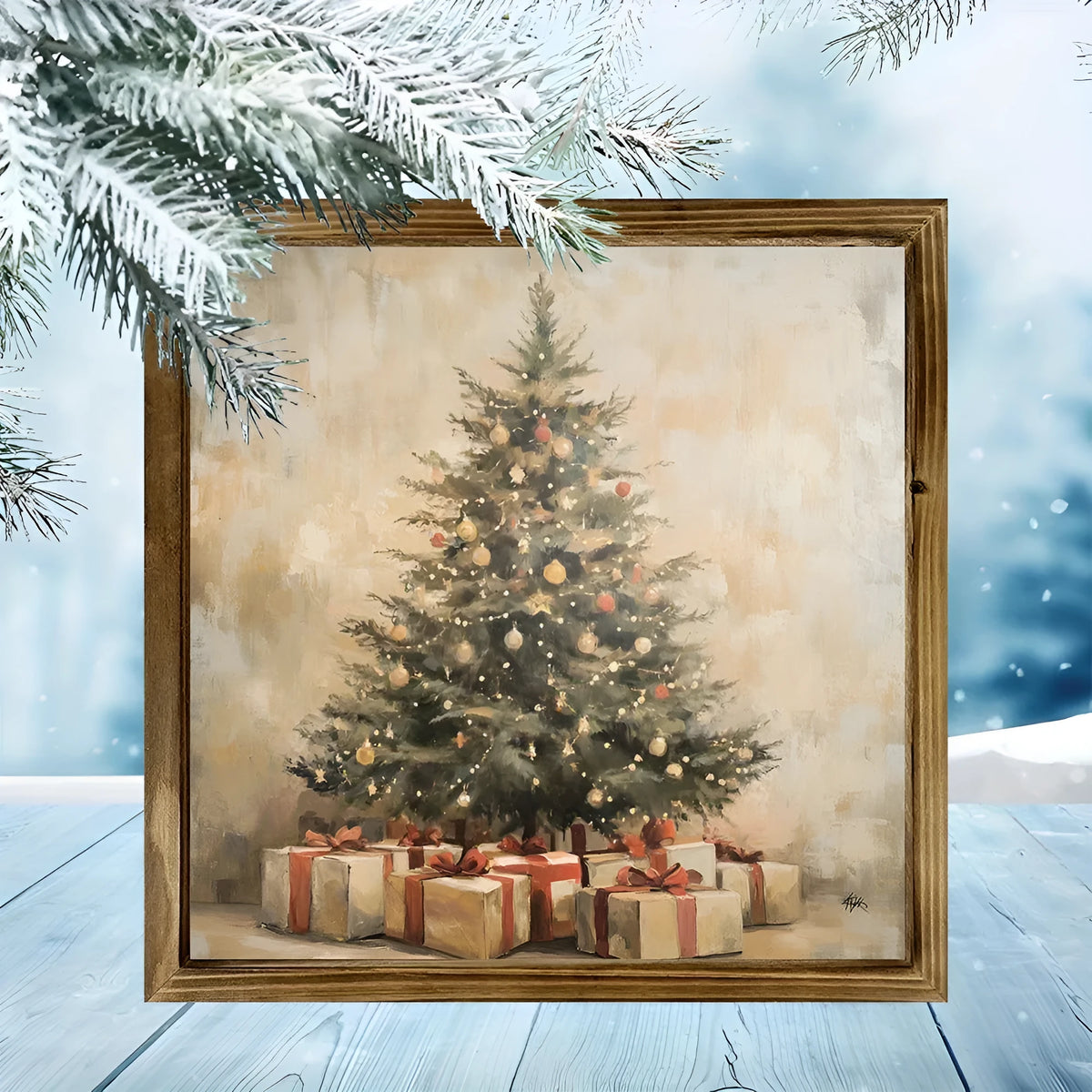 20x20cm double-layer pine wood photo frame for office, temple, or home decoration