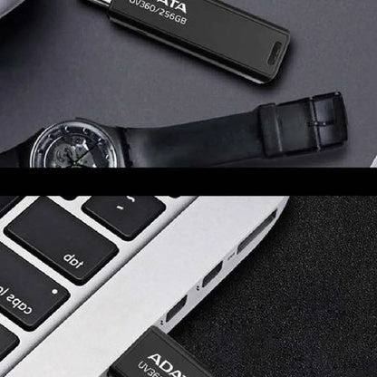 Black waterproof plastic USB flash drive for car mounting, showing compact size.