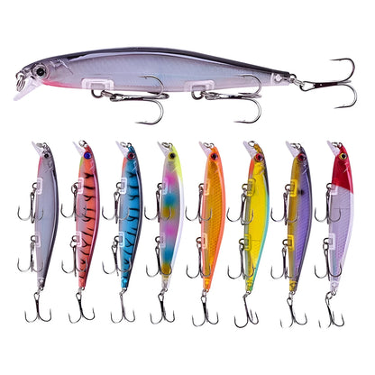 11cm long, 13.5g soft plastic Mino fishing lure in a selection of eight different colours.