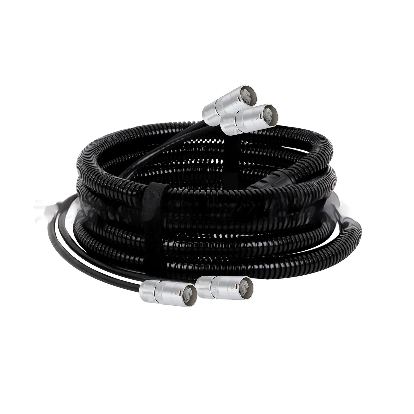 Cat5e and Cat6 Ethernet extension cable with blue PVC sheath and clear RJ45 connectors on a white background.