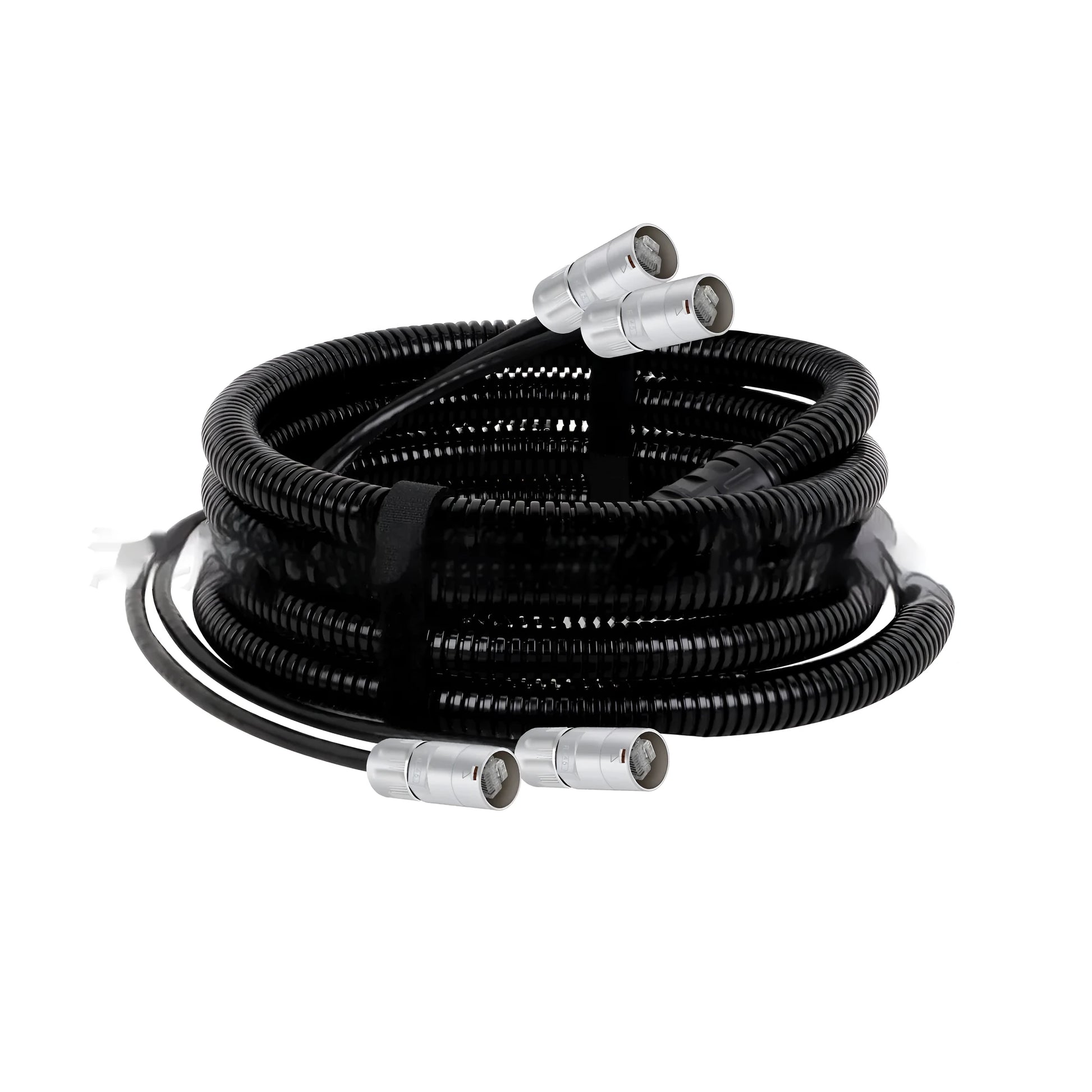 Cat5e and Cat6 Ethernet extension cable with blue PVC sheath and clear RJ45 connectors on a white background.