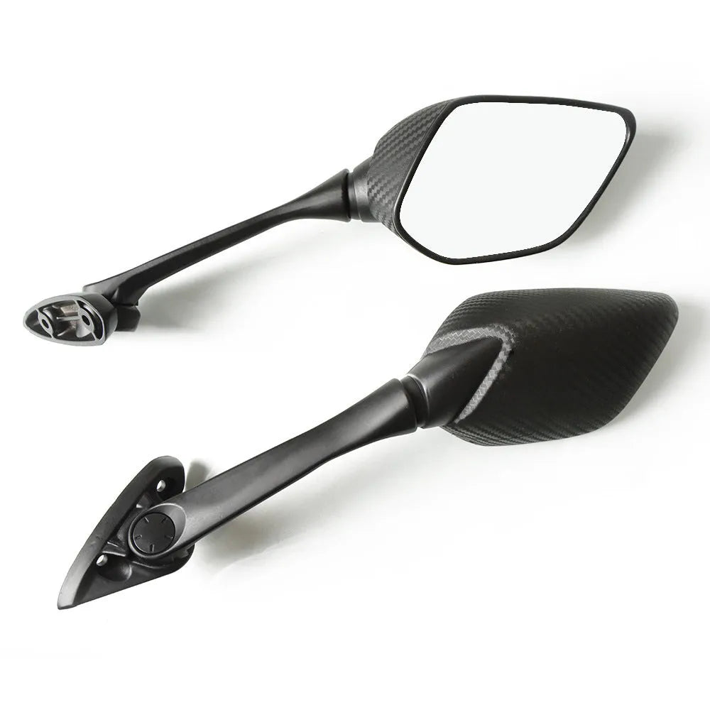 Pair of motorcycle rearview mirrors for Yamaha R3 R25 2013-2017, aluminium rod, ABS shell, black or carbon pattern