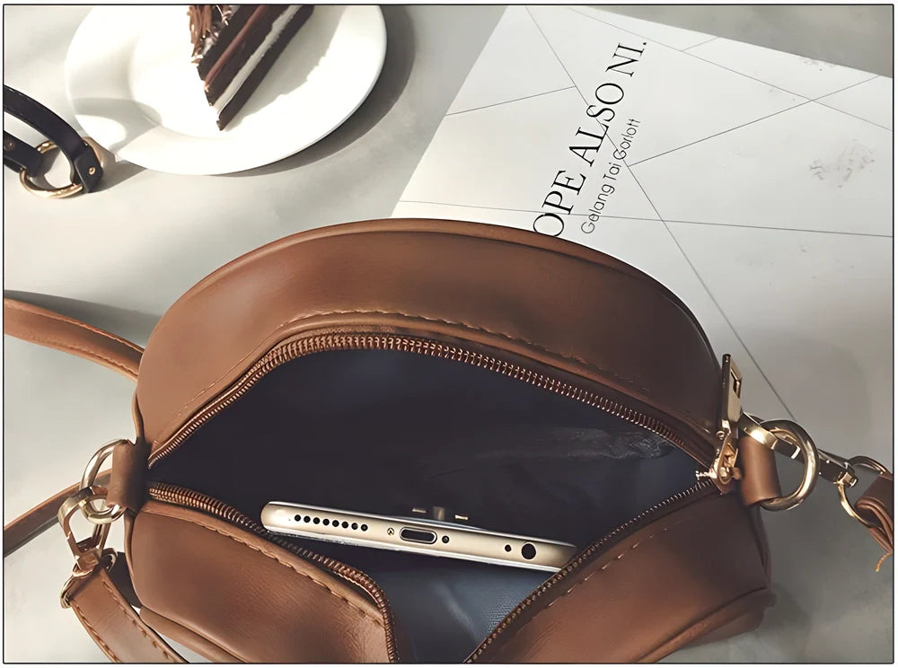 GoldCrown™ Premium Leather Compact Purse in black with decorative gold crown