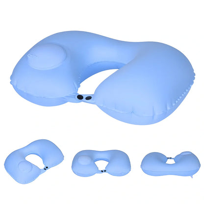 Comfortable and portable hand-pressed inflatable travel pillow in various colours