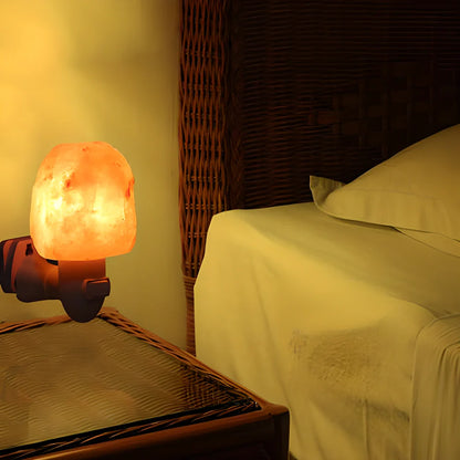 Himalayan crystal salt lamp with warm, soothing glow and air purifying capabilities