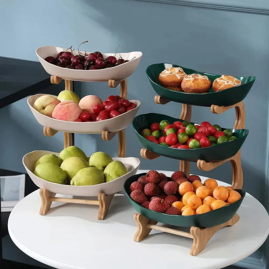 Elegant partitioned oval table plates and tiered fruit bowl with candy and cake trays, perfect for hosting and dining in the UK