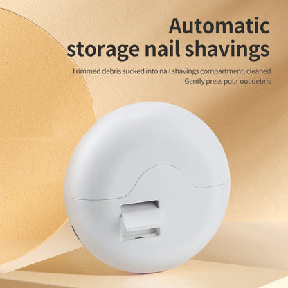 Premium electric 2-in-1 nail clipper and polisher with integrated nail clippings compartment, cordless design, and user-friendly features