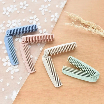 Premium folding anti-static hair brush and comb made from sustainable wheat straw materials for effortless and frizz-free styling