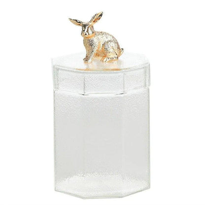 Premium glass food storage jar with a stylish rabbit-shaped lid, ideal for storing dry goods, snacks, and homemade preserves in the kitchen.